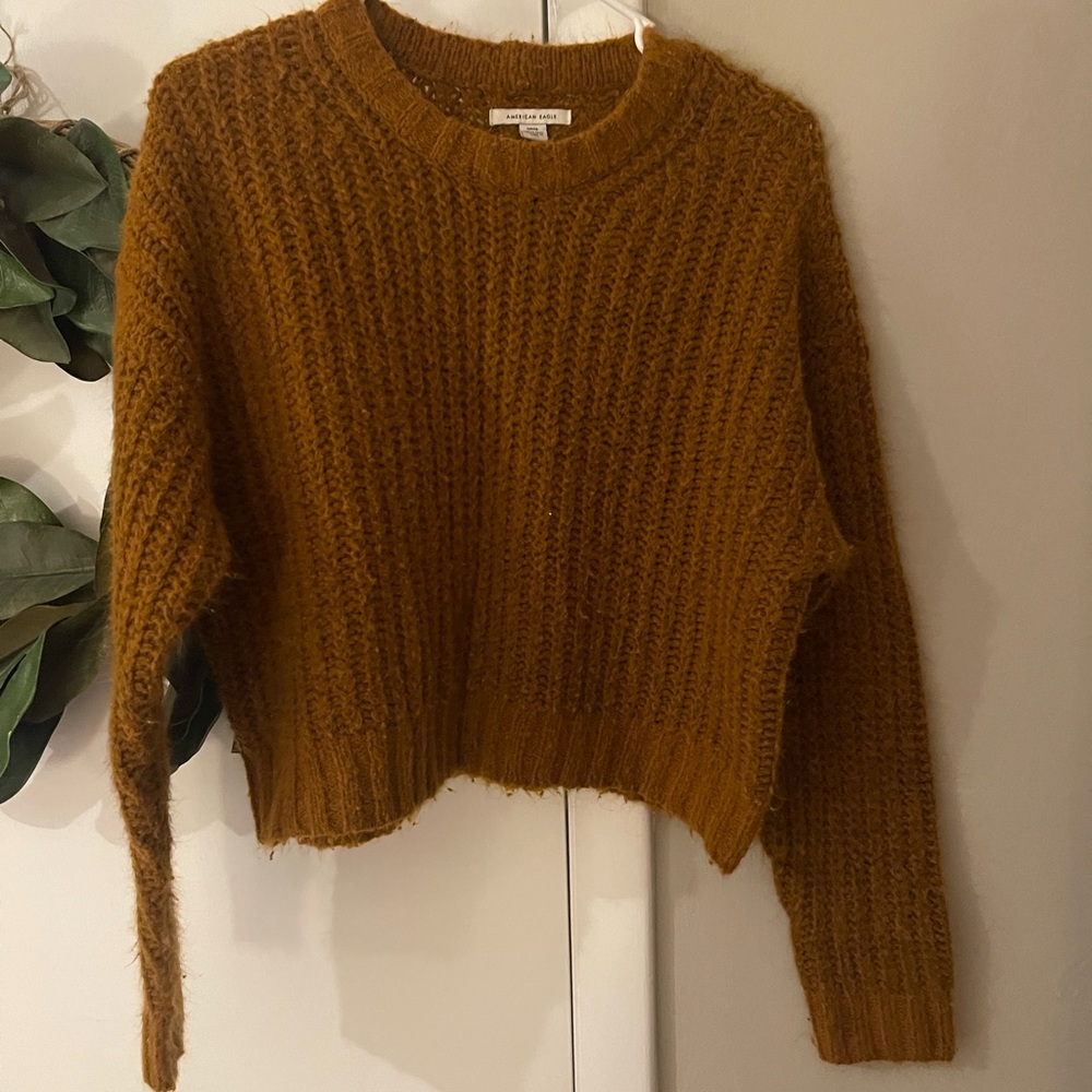 American Eagle Outfitters Mustard Brown Crew Neck Sweater